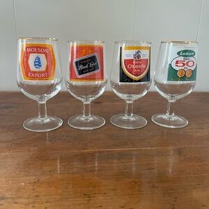 Vintage Beer Glass (goblets)Set of 4 with Logos